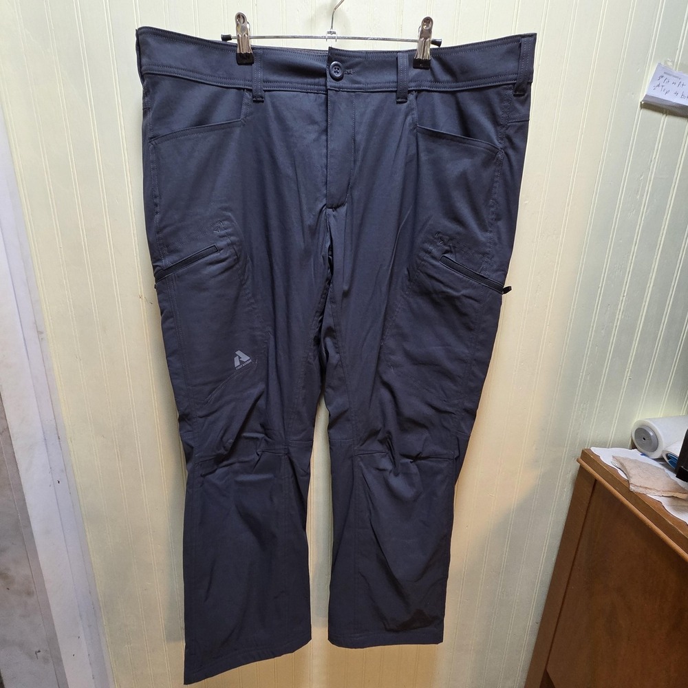 Eddie Bauer First Ascent Pants Mens 40x30 Gray Softshell Fleece Lined Snow Ski